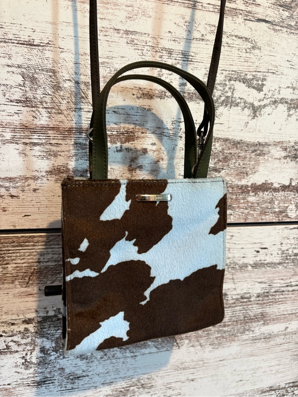 Nine West Brown and light blue Cow pattern Mini Tote — Women Bags